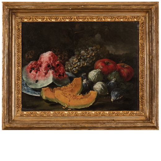 BARTOLOMEO BIMBI  (Settignano, 1648 - Firenze, 1729) <br>Natura morta di frutta<br>Olio su tela, cm 