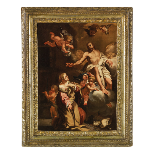 LUIGI GARZI (attr. a) (Pistoia, 1638 - Roma, 1721)<br>Santa Barbara dei librai<br>Olio su tela, cm 6