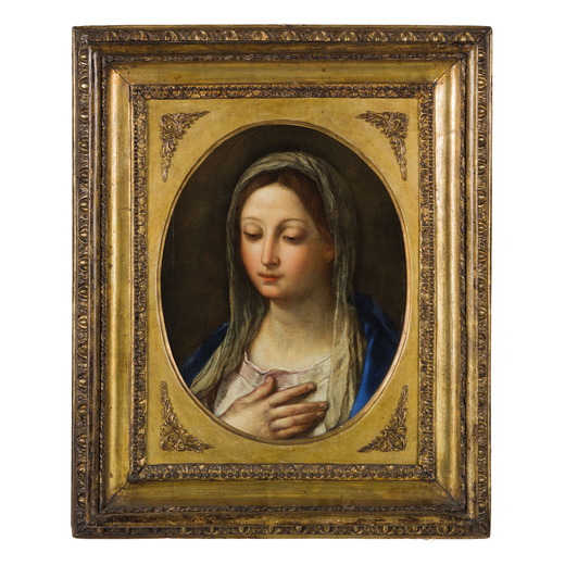 CARLO MARATTI (Camerano, 1625 - Roma 1713)<br>Madonna<br>Firmato o iscritto sul retro a pennello con