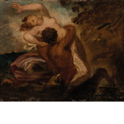 PITTORE DEL XIX SECOLO Scena mitologica <br>Olio su tela, cm 18X23