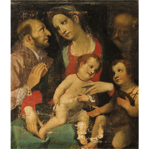 ALESSANDRO CASOLANI (attr. a) (Casole dElsa, 1552 - Siena, 1606) <br>Madonna col Bambino, San Giovan