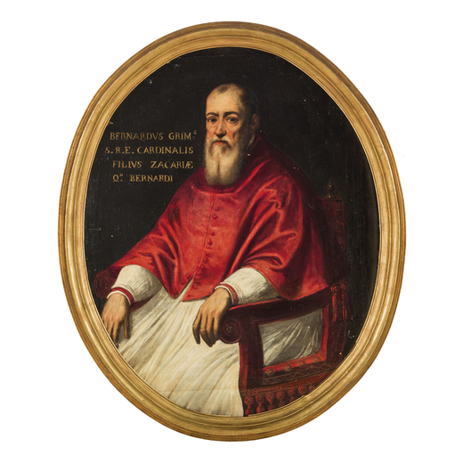PITTORE VENETO DEL XVI-XVII SECOLO Ritratto del cardinale Zaccaria<br>Iscritto sulla tela: Bernardus