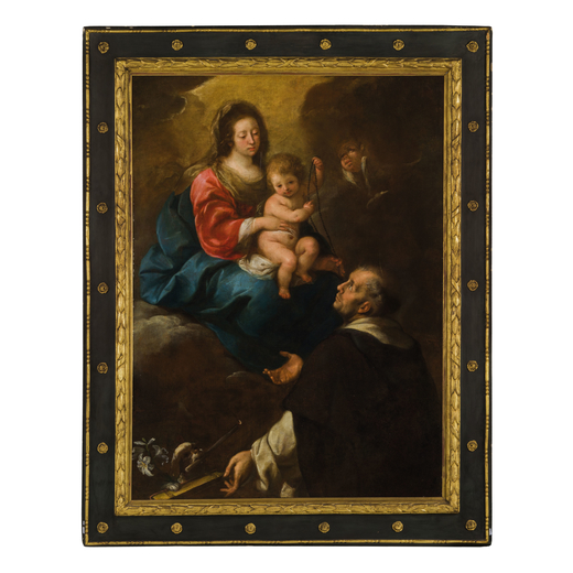 CARLO FRANCESCO NUVOLONE (Milano, 1619 - 1703)<br>Madonna con il Bambino e Santi<br>Olio su tela, cm
