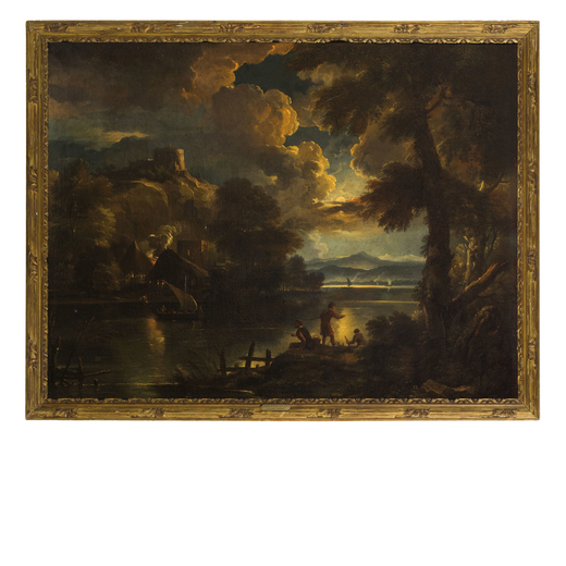 PIETER MULIER detto IL CAVALIER TEMPESTA (Haarlem, 1637 - Milano, 1701)<br>Paesaggio<br>Olio su tela