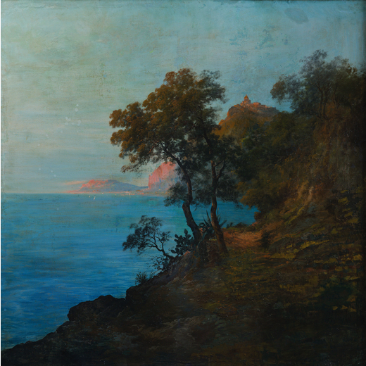HENRY MARKO Firenze, 1855 ; Lavagna, 1921<br>Veduta della costa ligure <br>Firmato H Markò in basso