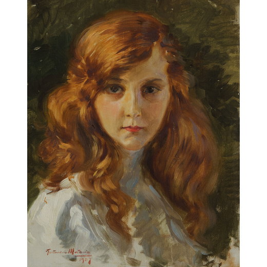 FORTUNINO MATANIA Napoli, 1881 ; Londra, 1963<br>La ragazza dai capelli rossi<br>Firmato Fortunino M