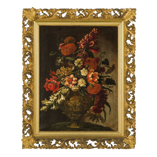ANDREA SCACCIATI (attr. a) (Firenze, 1642-1710)<br>Vaso fiorito<br>Olio su tela, cm 65X49