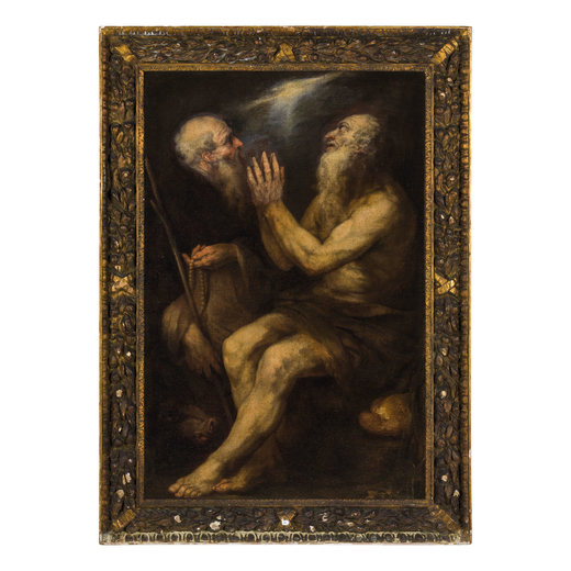 ANDREA CELESTI (Venezia, 1637 - Toscolano, 1712)<br>SantAntonio Abate e San Paolo Eremita<br>Olio su