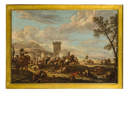 FRANCESCO SIMONINI  (Parma, 1686 - Venezia o Firenze, 1755 o 1753) <br>Paesaggi con accampamento (il