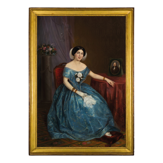 ANGELO INGANNI Brescia 1807 - Gussago 1880<br>Ritratto della Contessa Rinaldi<br>Datato nell etichet