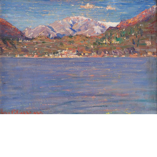 PELUZZI ESO (1894-1985)  Veduta di Bellagio, sul lago di Como <br>Firmato E Peluzzi e datato 1929 in
