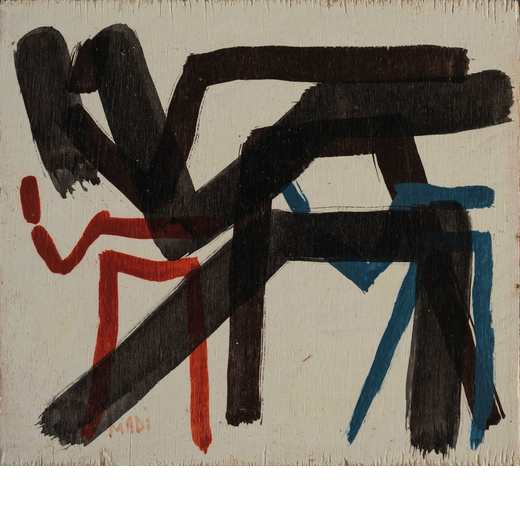 HUSSEIN MADI Chebaa 1938<br>Senza titolo<br>Olio su tavola, cm 9 x 9,5<br>Firmato in basso a sinistr