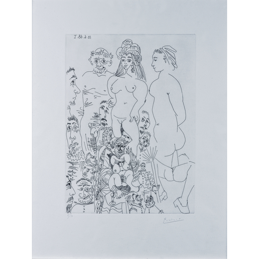 PABLO PICASSO Malaga 1881 - Mougins 1973<br>Senza titolo, 1968<br>Acquaforte su carta, cm 54 x 42,2 