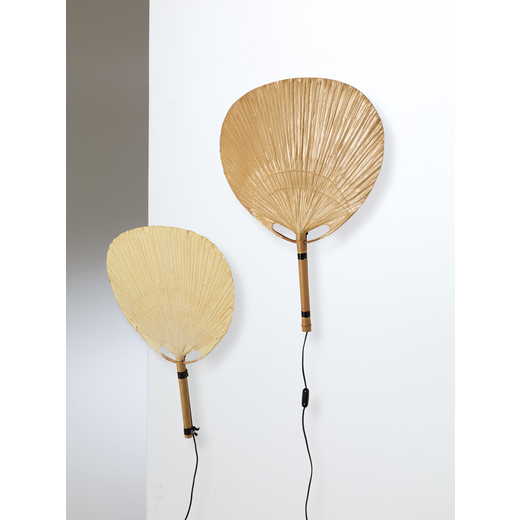 INGO MAURER   2 Coppia di lampade da parete Uchiwa I. Bamboo, carta di riso. Produzione Design M 197