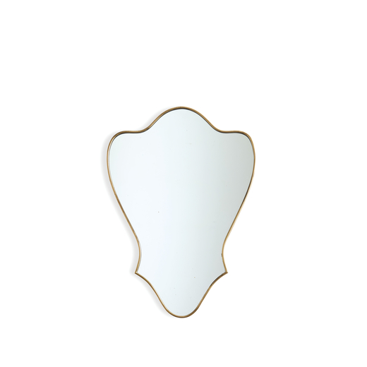 MANIFATTURA ITALIANA   Specchio. Legno, ottone, cristallo specchiato. Italia anni 50<br>cm 70x50