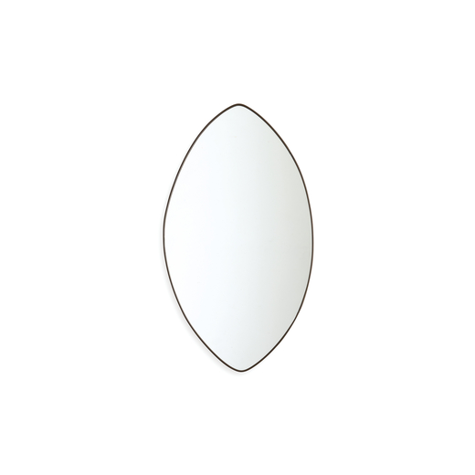 MANIFATTURA ITALIANA   Specchio. Legno, ottone, cristallo specchiato. Italia anni 50<br>cm 70x39