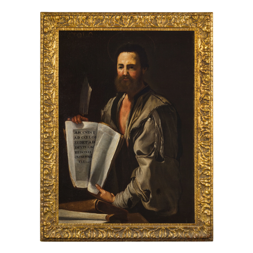 GIUSEPPE RIBERA (maniera di) (Xàtiva, 1591 - Napoli, 1652)<br>Filosofo<br>Olio su tela, cm 113X80