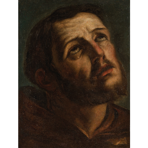 GIOVANNI FRANCESCO BARBIERI detto IL GUERCINO (maniera di) (Cento, 1591 - Bologna, 1666)<br>San Fran