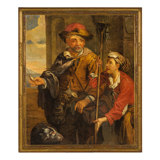 FRANS HALS (maniera di) (Anversa, 1580 - Haarlem, 26 agosto 1666)<br>Mendicanti<br>Olio su tela, cm 
