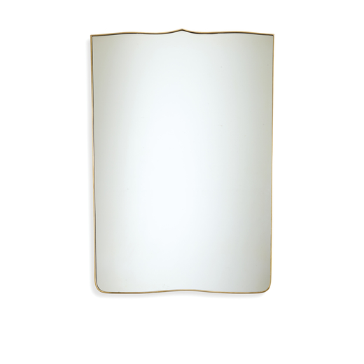 MANIFATTURA ITALIANA   Specchio. Legno, ottone, cristallo specchiato. Italia anni 50<br>cm 121x87