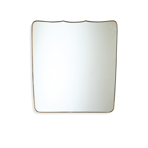 MANIFATTURA ITALIANA   Specchio. Legno, ottone, cristallo specchiato. Italia anni 50<br>cm100x94