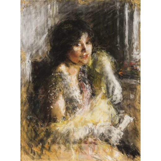 ANTONIO MANCINI Albano Laziale (Roma) 1852 - Roma 1930<br>Figura femminile seduta 