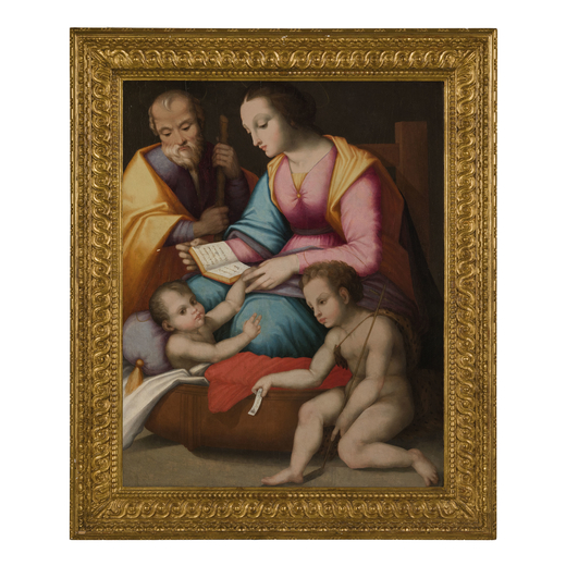 ANDREA PICCINELLI detto ANDREA BRESCIANINO (Siena?, circa 1487 - post 1525)<br>Sacra Famiglia con Sa