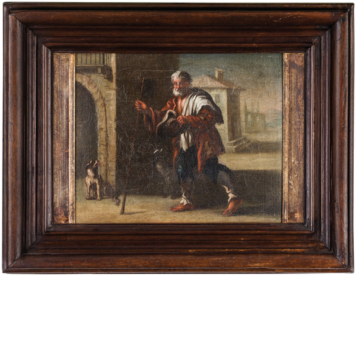 GIUSEPPE ROMANI (attr. a) (Como, 1654 - Modena, 1718)<br>Pitocco<br>Olio su tela, cm 21,5X24