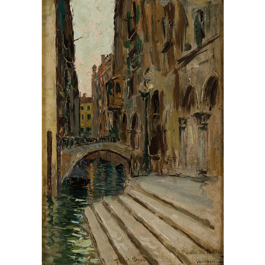 FULVIO TESSITORE Napoli, 1870 - 1933<br>Calle a Venezia<br>Firmato F Tessitore in basso a destra <br