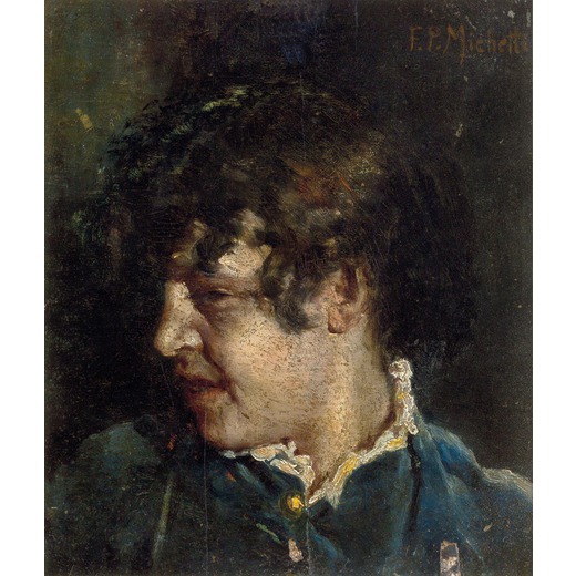 MICHETTI FRANCESCO PAOLO (1851-1929)  Ritratto di bimba <br>Firmato F Michetti in alto a destra 