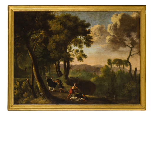GIUSEPPE BACIGALUPO (attr. a) (Pian de Preti, 1744 - Genova, 1821) <br>Paesaggio <br>Olio su tela, c