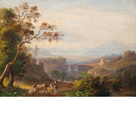 SMARGIASSI GABRIELE (1798-1882)  Paesaggio <br>Firmato Smargiassi e datato 27 in basso al centro Oli