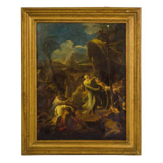CORRADO GIAQUINTO E BOTTEGA (Molfetta, 1703 - Napoli, 1766) <br>Mosè e il serpente di bronzo<br>Oli