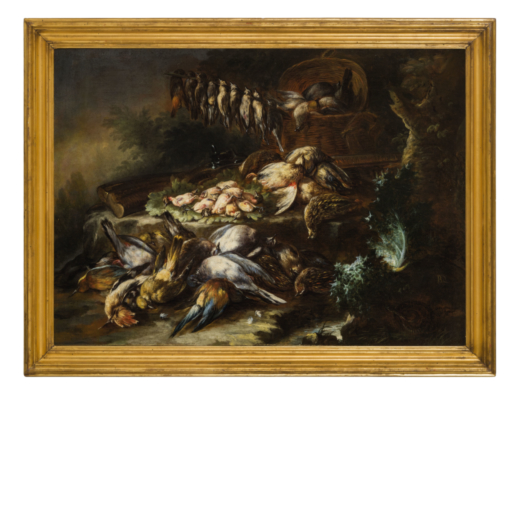 BALDASSARRE DE CARO (Napoli, 1689 - 1750)<br>Natura morta<br>Siglato BDC a destra<br>Olio su tela, c