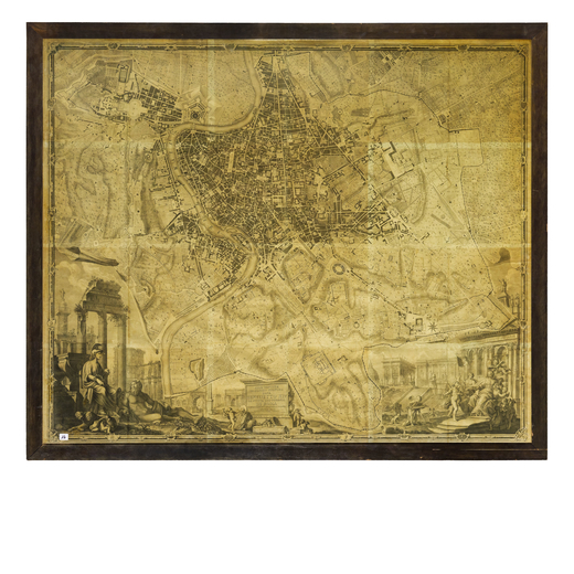 INCISIONE, XVIII-XIX SECOLO La nuova topografia di Roma, con dedica a papa Benedetto XIV, reca la da