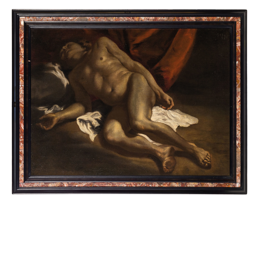 MATTIA PRETI (Taverna, 1613 - La Valletta, 1699)<br>Studio di nudo <br>Olio su tela, cm 72X95
