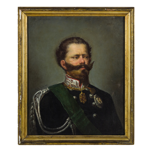 ANGELO INGANNI (Brescia, 1807 - Gussago, 1880)<br>Ritratto di Vittorio Emanuele II, re di Sardegna, 