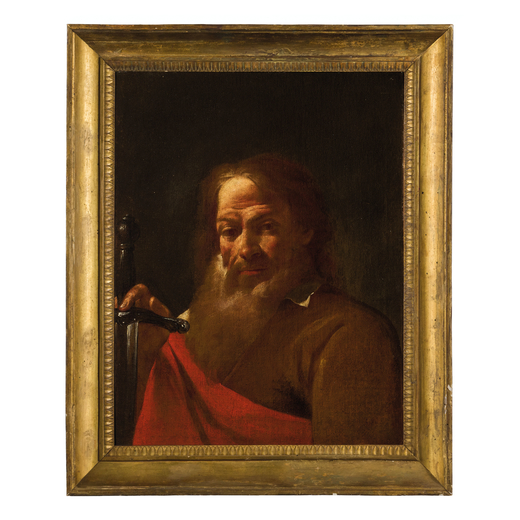 DOMENICO FEDELI detto IL MAGGIOTTO  (Venezia, 1713 - 1794)<br>San Paolo<br>Olio su tela, cm 60X47