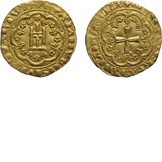 ZECCHE ITALIANE. GENOVA. DOGI A VITA.  SIMONE BOCCANEGRA DOGE IV (1356-1363).<br>Oro, 3,53 gr, 20 mm