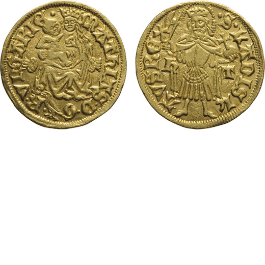 ZECCHE ESTERE. UNGHERIA. MATTIA CORVINO (1458-1490). GOLDGULDEN Oro, 3,56 gr, 20 mm. BB+<br>Av: mATh
