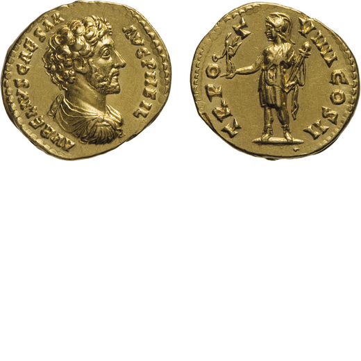 MONETE ROMANE IMPERIALI. MARCO AURELIO COME CESARE (139-161). AUREO<br>Coniato circa nel 155-156. Ro