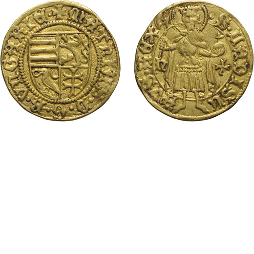 ZECCHE ESTERE. UNGHERIA.  MATTIA CORVINO (1458-1490). GOLDGULDEN<br>Oro, 3,45 gr, 21 mm. BB. Molto r