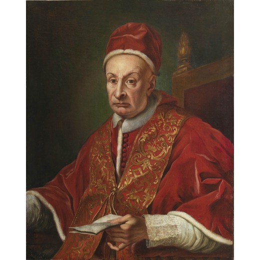 PITTORE DEL XVIII SECOLO Ritratto di Papa Benedetto XIII<br>Olio su tela, cm 66X82