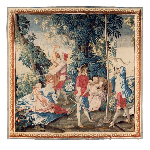ARAZZO AUBUSSON, FRANCIA, 1735 CIRCA cm 272X265<br>A FRENCH AUBUSSON, CIRCA 1735