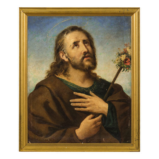 PITTORE DEL XVIII-XIX SECOLO San Giuseppe<br>Olio su tela, cm 62X49,5