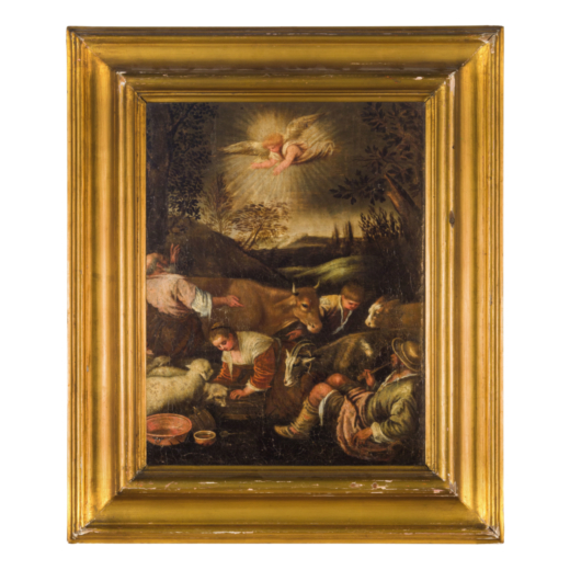 FRANCESCO BASSANO (bottega di) (Bassano del Grappa, 1549 - Venezia, 1592)<br>Annuncio ai pastori <br