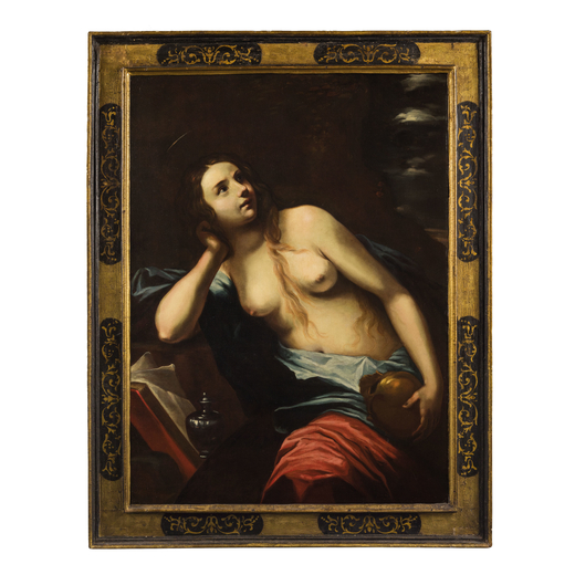 PITTORE FIORENTINO DEL XVII SECOLO La Maddalena penitente<br>Olio su tela, cm 118X88