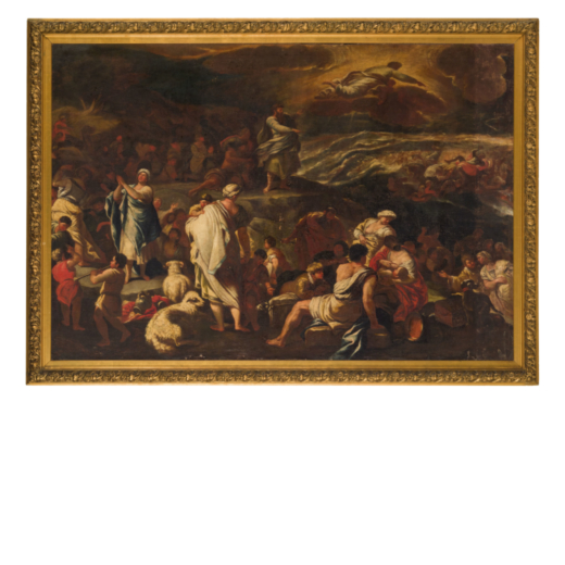 NICOLA MALINCONICO (attr. a) (Napoli, 1663 - 1726)<br>Passaggio sul Mar Rosso <br>Olio su tela, cm 1