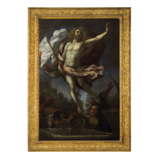 PITTORE TOSCANO DEL XVII SECOLO  Resurrezione di Cristo <br>Olio su tela, cm 138X96