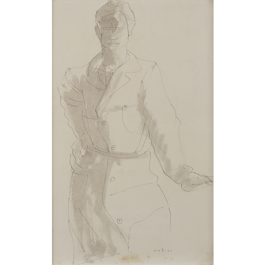 MARINO MARINI Pistoia 1901 - Viareggio 1980<br>Figura maschile, 1935<br>Tecnica mista su carta, cm 4